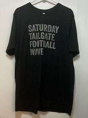 Bella Canvas‎ Black T-Shirt with Gray Text "Saturday Tailgate Football Wave"